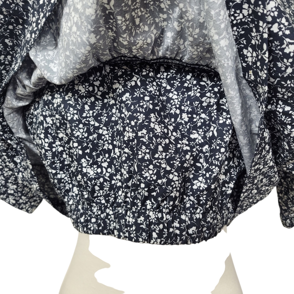 Zara Black White Floral Ditsy Collared Cotton Crop Top Shirt Size Medium - Picture 4 of 9